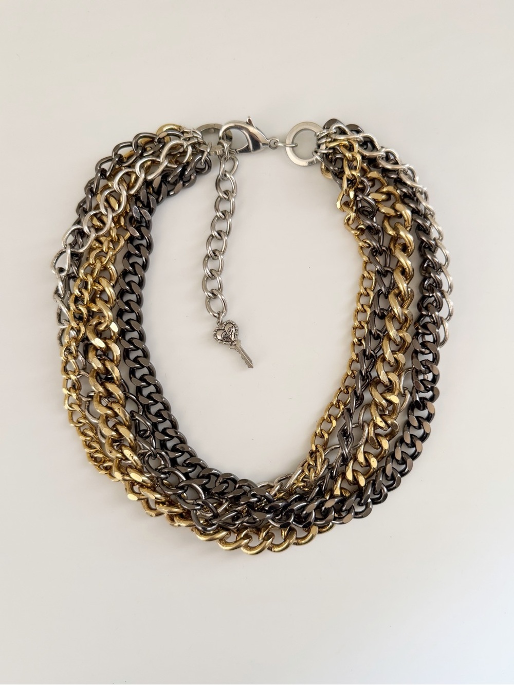 Betsey Johnson Vintage Chunky Multi Strand Chain Necklace